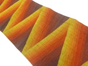 手織り紬抽象模様織出し袋帯